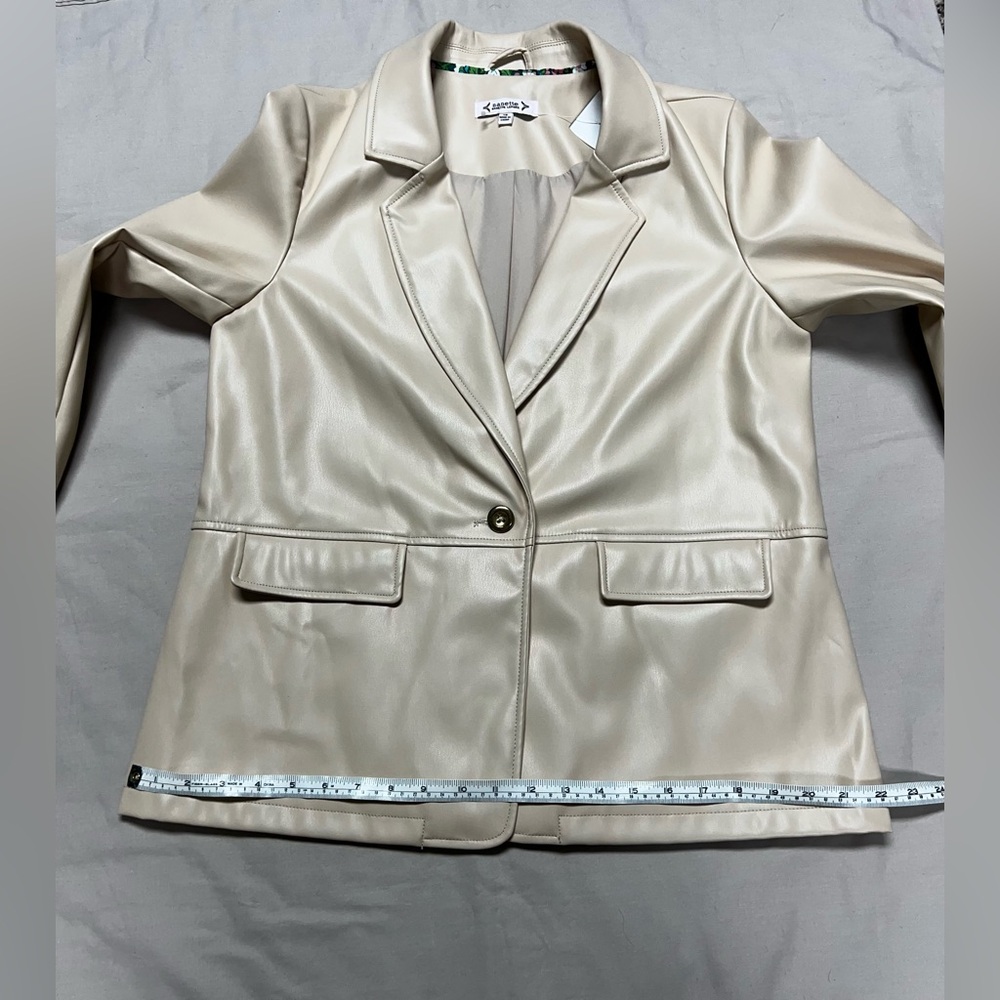 NWT Nanette Lepore Cream Faux Leather Women’s Jacket/ Blazer Size 12 - Picture 8 of 10